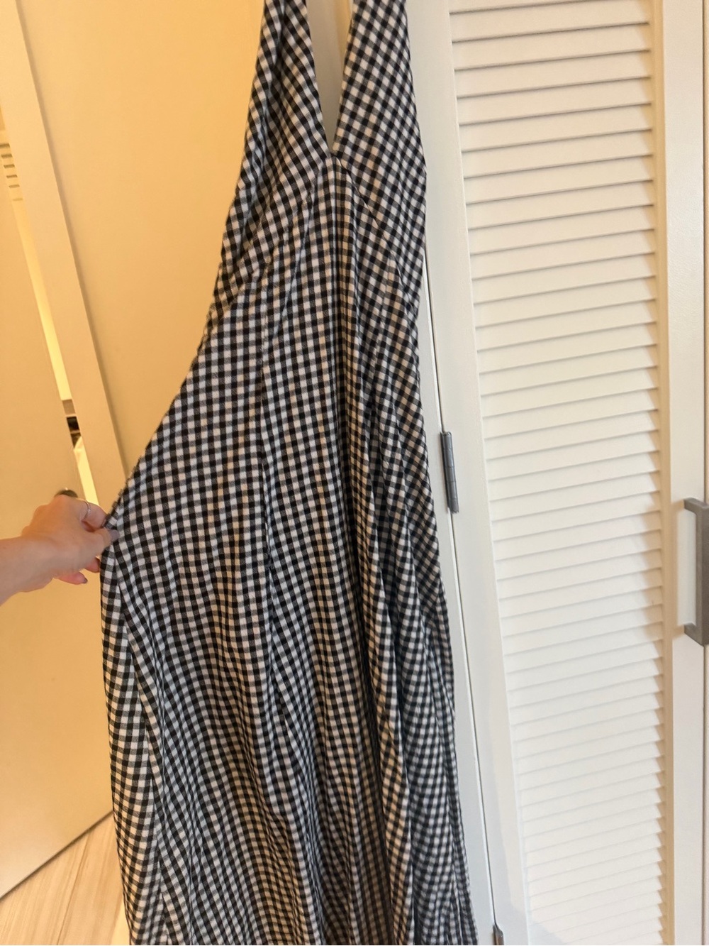 Commense Black and White Gingham Maxi Skirt